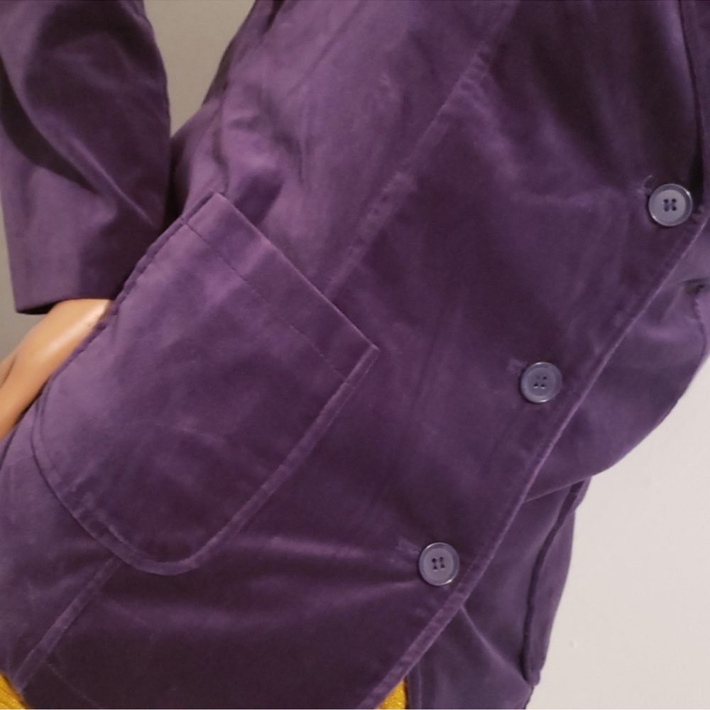 Denim&Co Purple Velvet Blazer Jacket - Picture 3 of 6